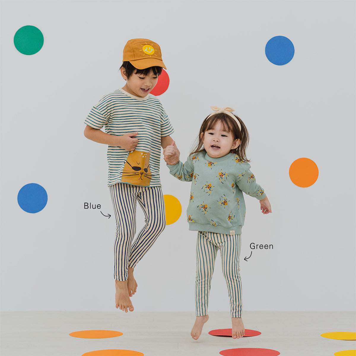 Made For Play - Kids Leggings in Green Stripes by Le Petit Society — image 5