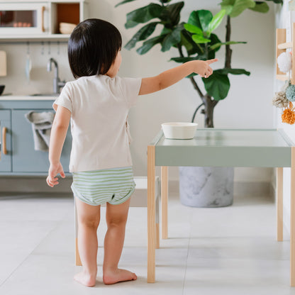Baby Organic Boxer Shorts in Green Stripes Print by Le Petit Society — image 3