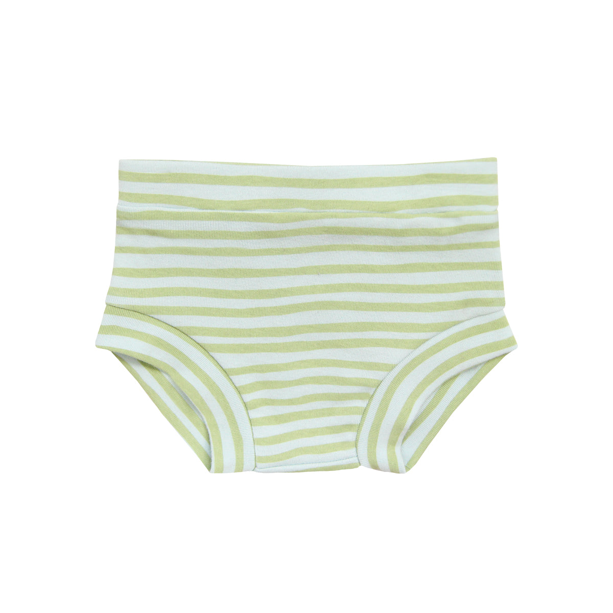 Baby Organic Boxer Shorts in Green Stripes Print by Le Petit Society