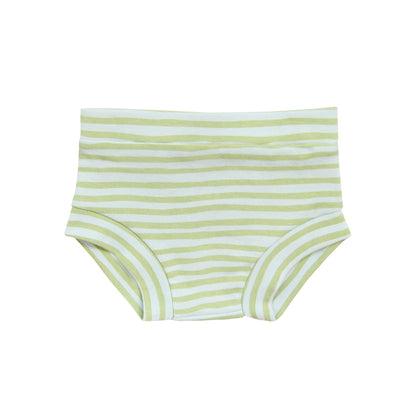 Baby Organic Boxer Shorts in Green Stripes Print by Le Petit Society