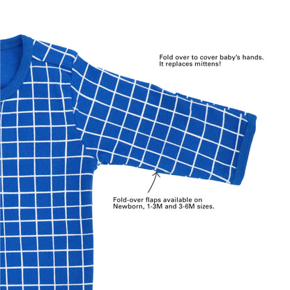 Baby Organic Zip Sleepsuit in Grid Print by Le Petit Society — image 6