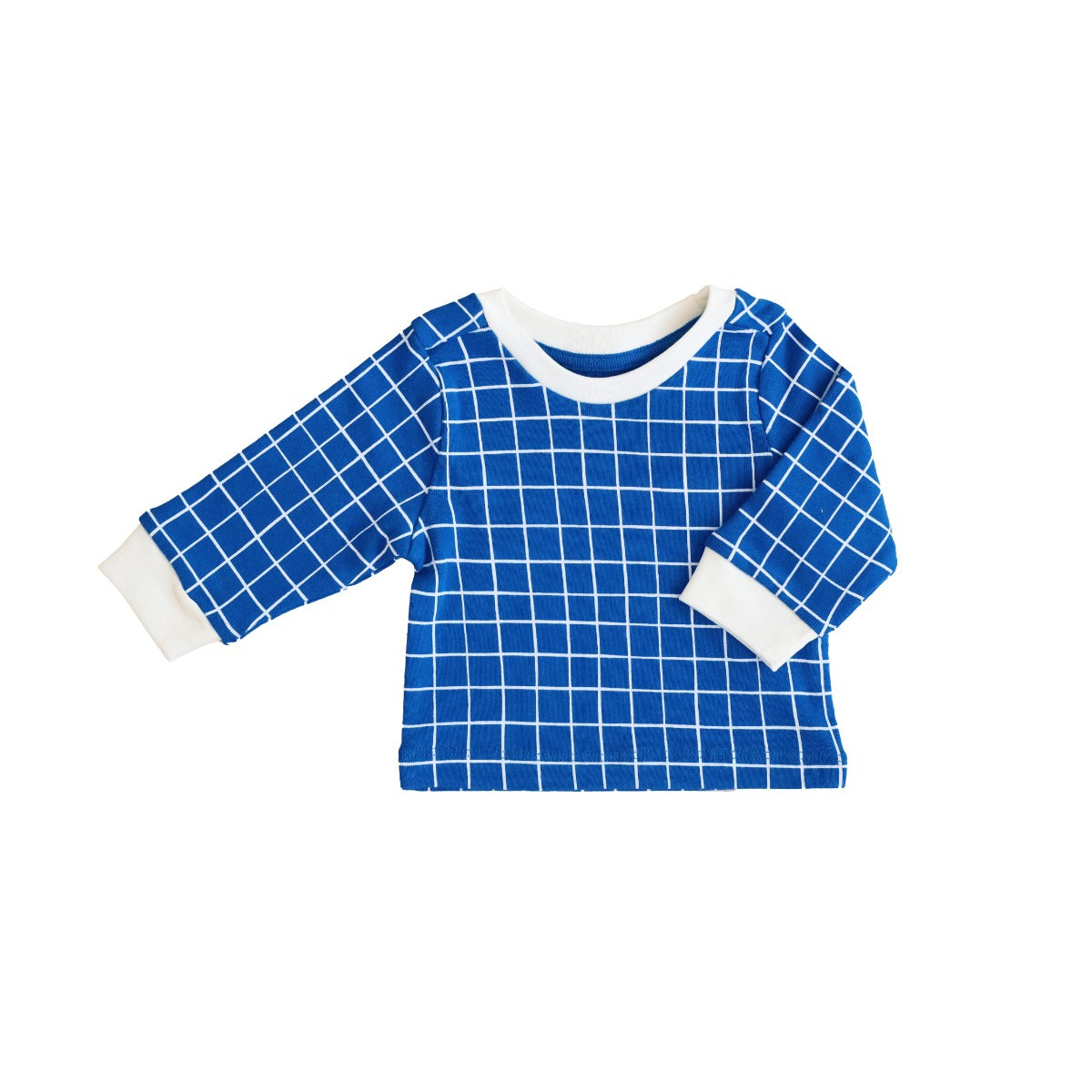 Baby Organic Long Sleeves Top in Grid Print by Le Petit Society — image 7