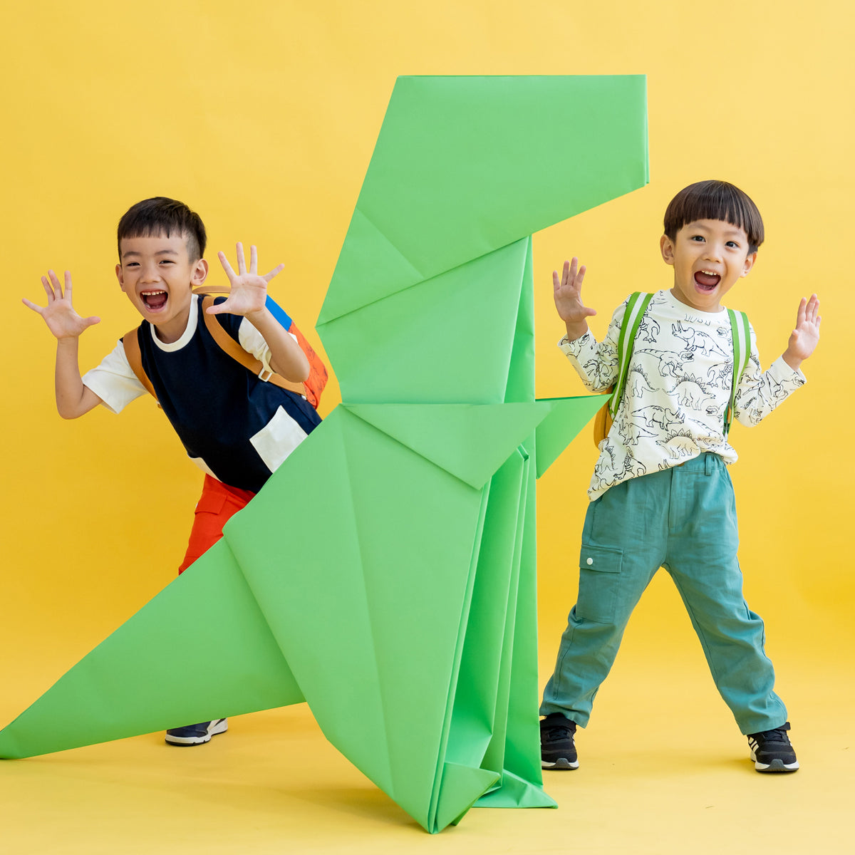 Made for Play - Long Sleeves Tee in Dino Sketch Print in White by Le Petit Society — image 2