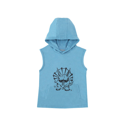 Made for Play - Hoodie Tank in Triceratops Print in Blue by Le Petit Society — image 7