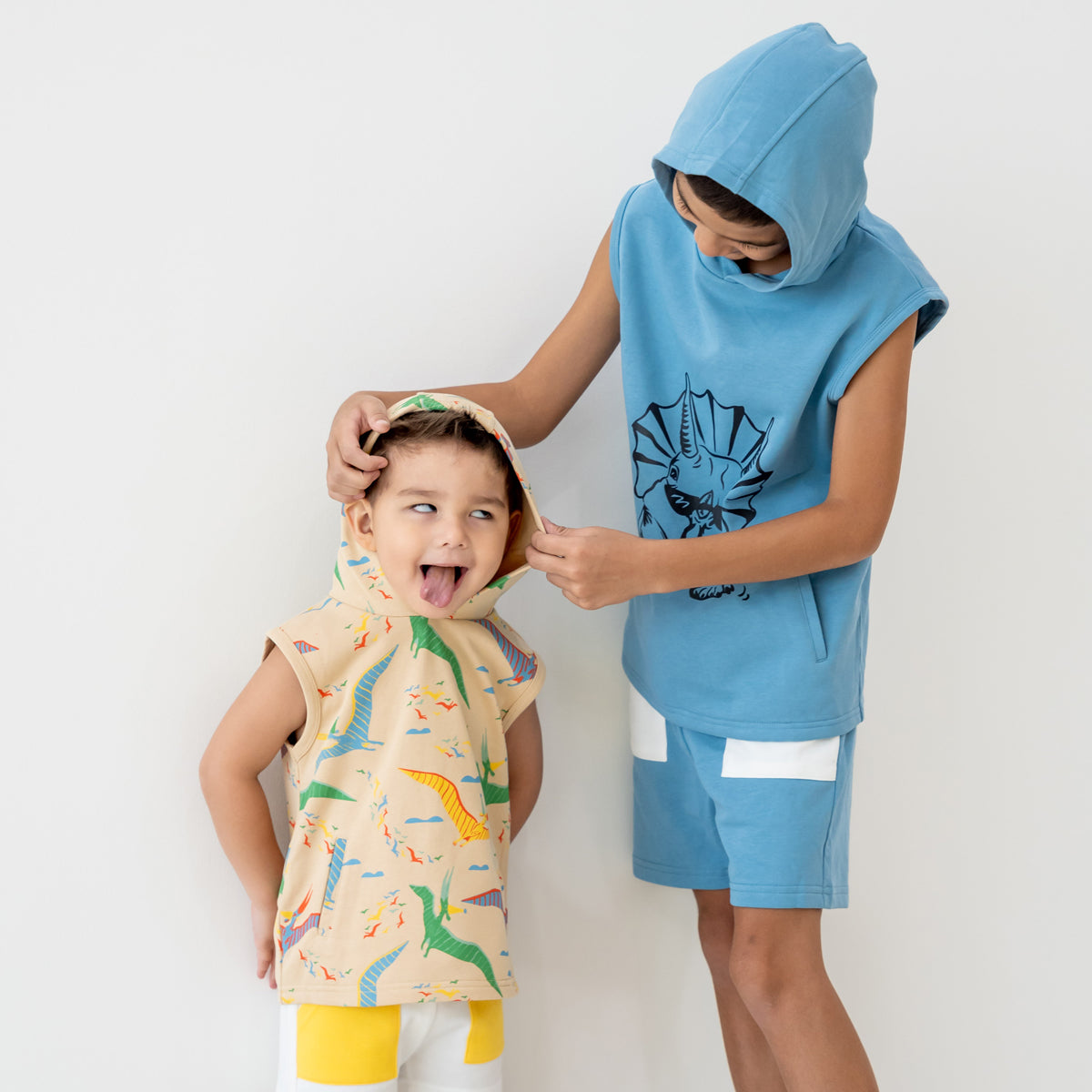 Made for Play - Hoodie Tank in Party Pterodactyl Print in Beige by Le Petit Society — image 6