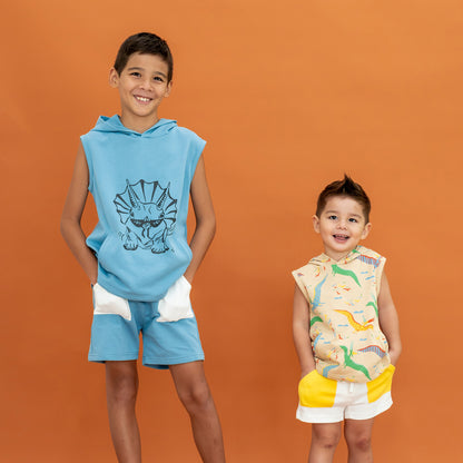 Made for Play - Hoodie Tank in Party Pterodactyl Print in Beige by Le Petit Society — image 5
