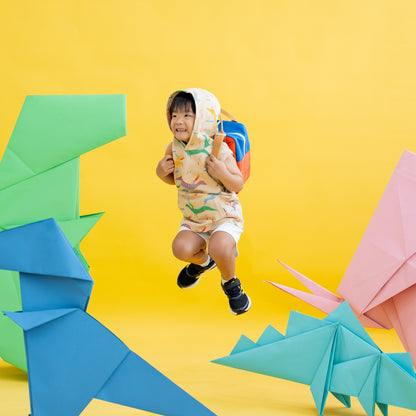 Made for Play - Hoodie Tank in Party Pterodactyl Print in Beige by Le Petit Society — image 9