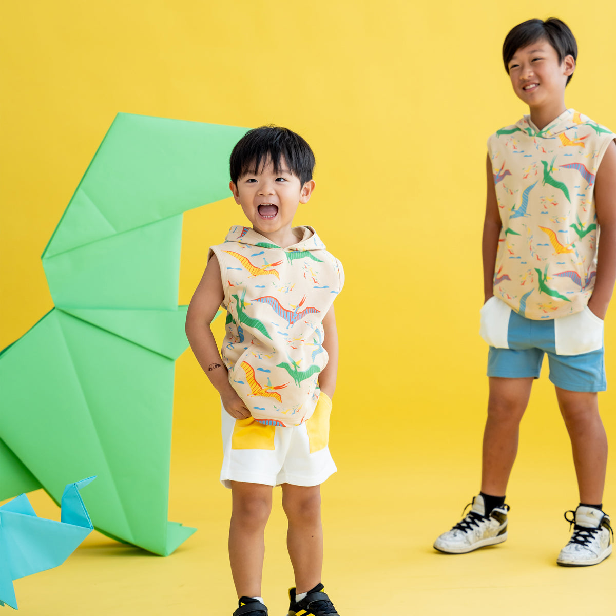 Made for Play - Kids Shorts with Contrast Pockets in White by Le Petit Society — image 3
