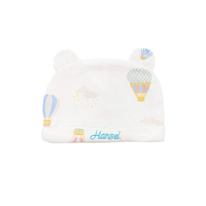 Baby Organic Bear Hat in Hot Air Balloon Print by Le Petit Society — image 2
