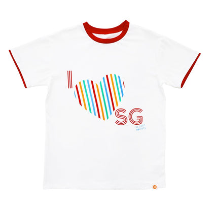 A Singapore Series - "I Love SG" Adult Contrast Tee in White by Le Petit Society — image 7