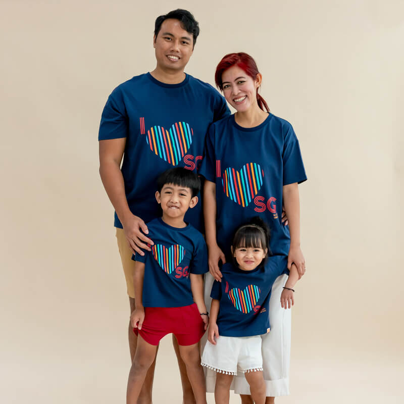A Singapore Series - "I Love SG" Adult Tee in Navy by Le Petit Society — image 2