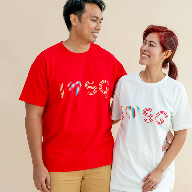 A Singapore Series - "I Love SG" Adult Tee in Red by Le Petit Society