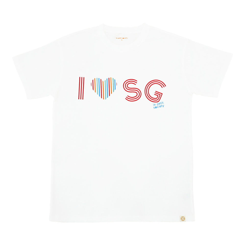 A Singapore Series - "I Love SG" Adult Tee in White by Le Petit Society — image 3