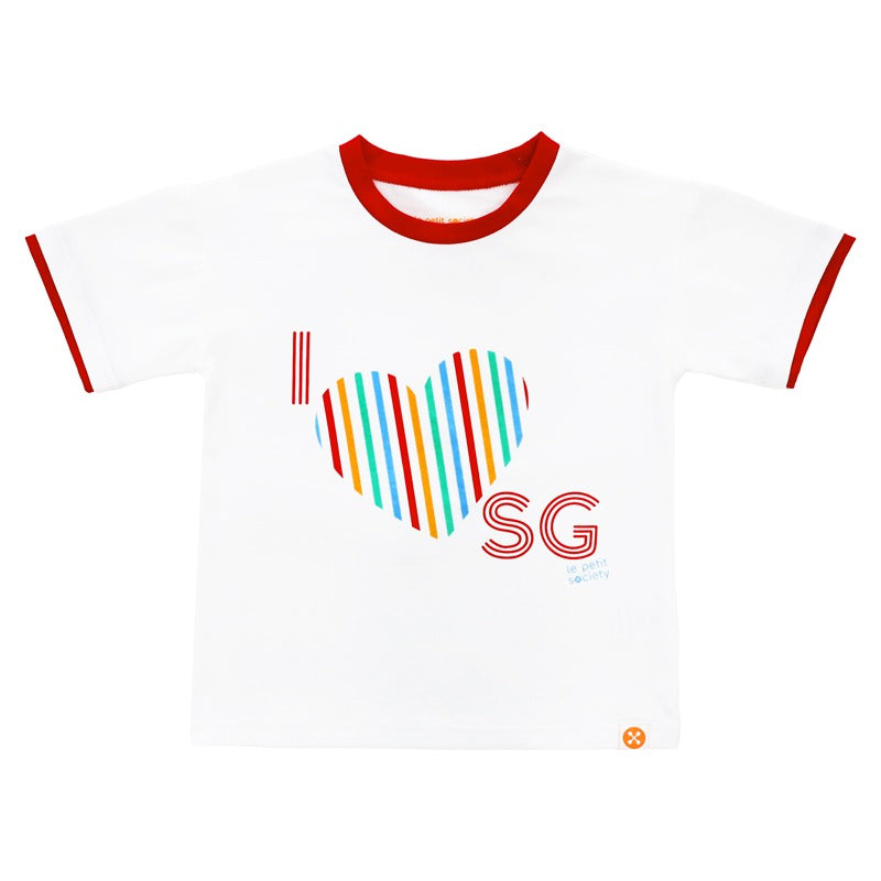 A Singapore Series - "I Love SG" Kids Contrast Tee in White by Le Petit Society — image 5