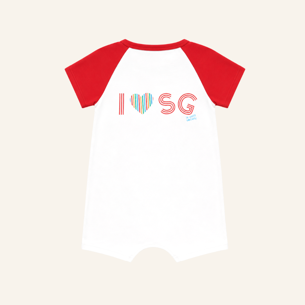 A Singapore Series in "I Love SG" Baby Raglan Romper by Le Petit Society — image 3