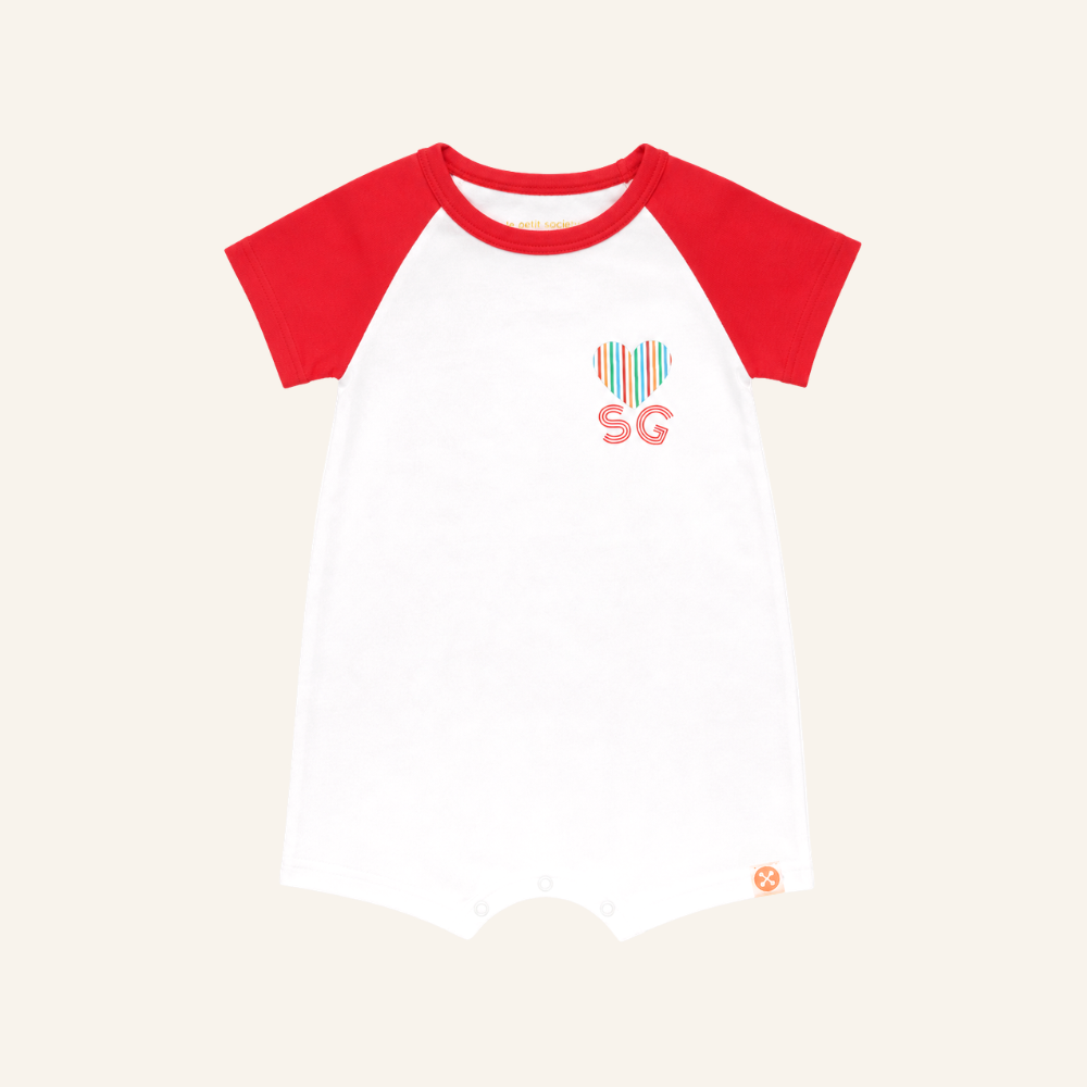 A Singapore Series in "I Love SG" Baby Raglan Romper by Le Petit Society — image 2