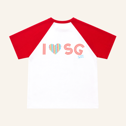 A Singapore Series in "I Love SG" Kids Raglan Tee by Le Petit Society — image 2
