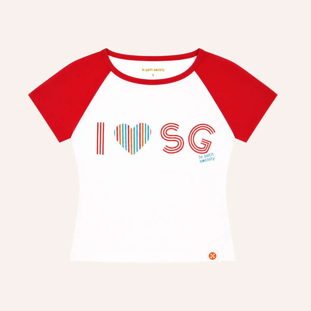 A Singapore Series in "I Love SG" Ladies/Teens Raglan Tee by Le Petit Society — image 2