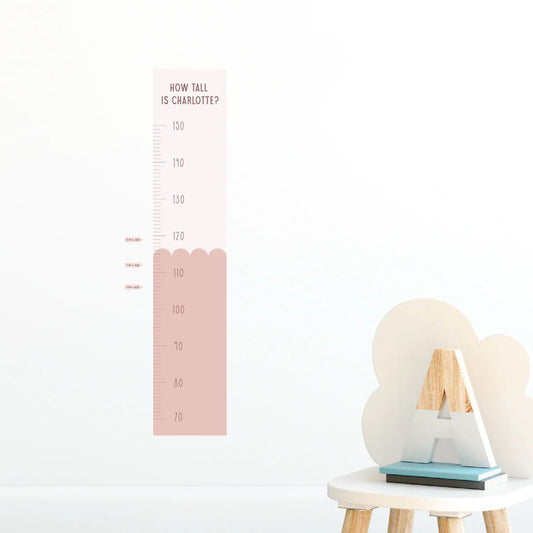 Interactive Scallop Height Chart Fabric Decal in Blush by Urban Li'l