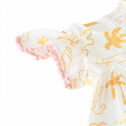Resort Series - Baby Girl Flutter Sleeves Baby Doll Dress in Island Print by Le Petit Society — image 6