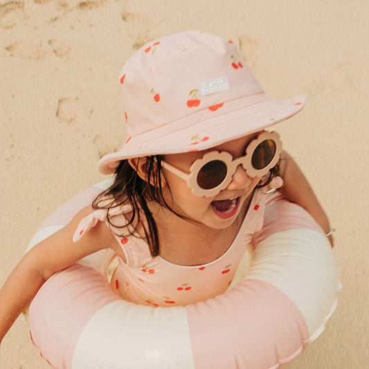 Kids Bucket Hat in Cherry Print by Le Petit Society