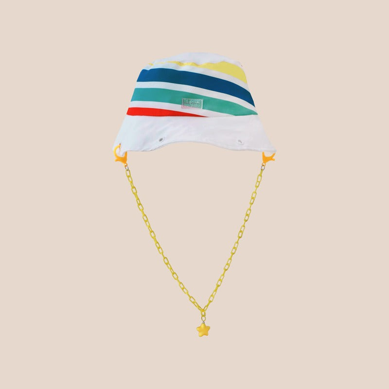 Kids Bucket Hat in Rainbow Stripes by Le Petit Society