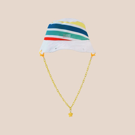 Kids Bucket Hat in Rainbow Stripes by Le Petit Society