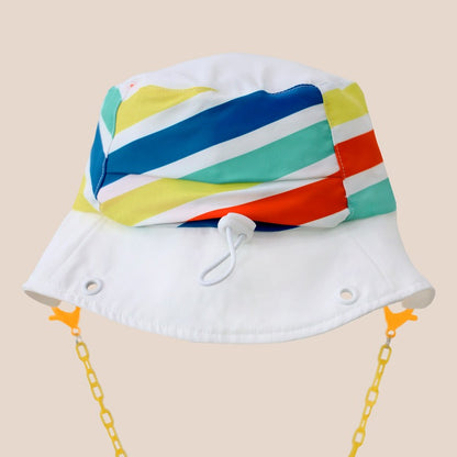 Kids Bucket Hat in Rainbow Stripes by Le Petit Society — image 3
