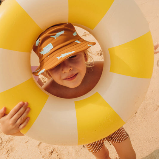 Kids Bucket Hat in Shark Print by Le Petit Society
