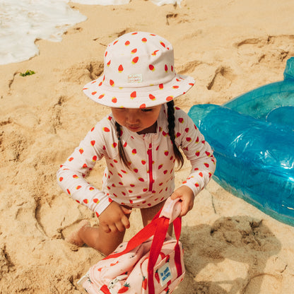 Kids Bucket Hat in Strawberry Print by Le Petit Society — image 2