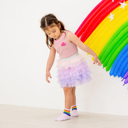 Rainbow Series - Kids Crew Socks in Lilac by Le Petit Society — image 4