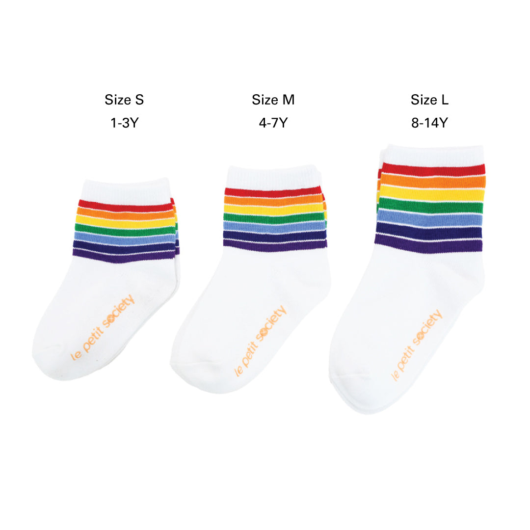 Rainbow Series - Kids Crew Socks in White by Le Petit Society — image 10