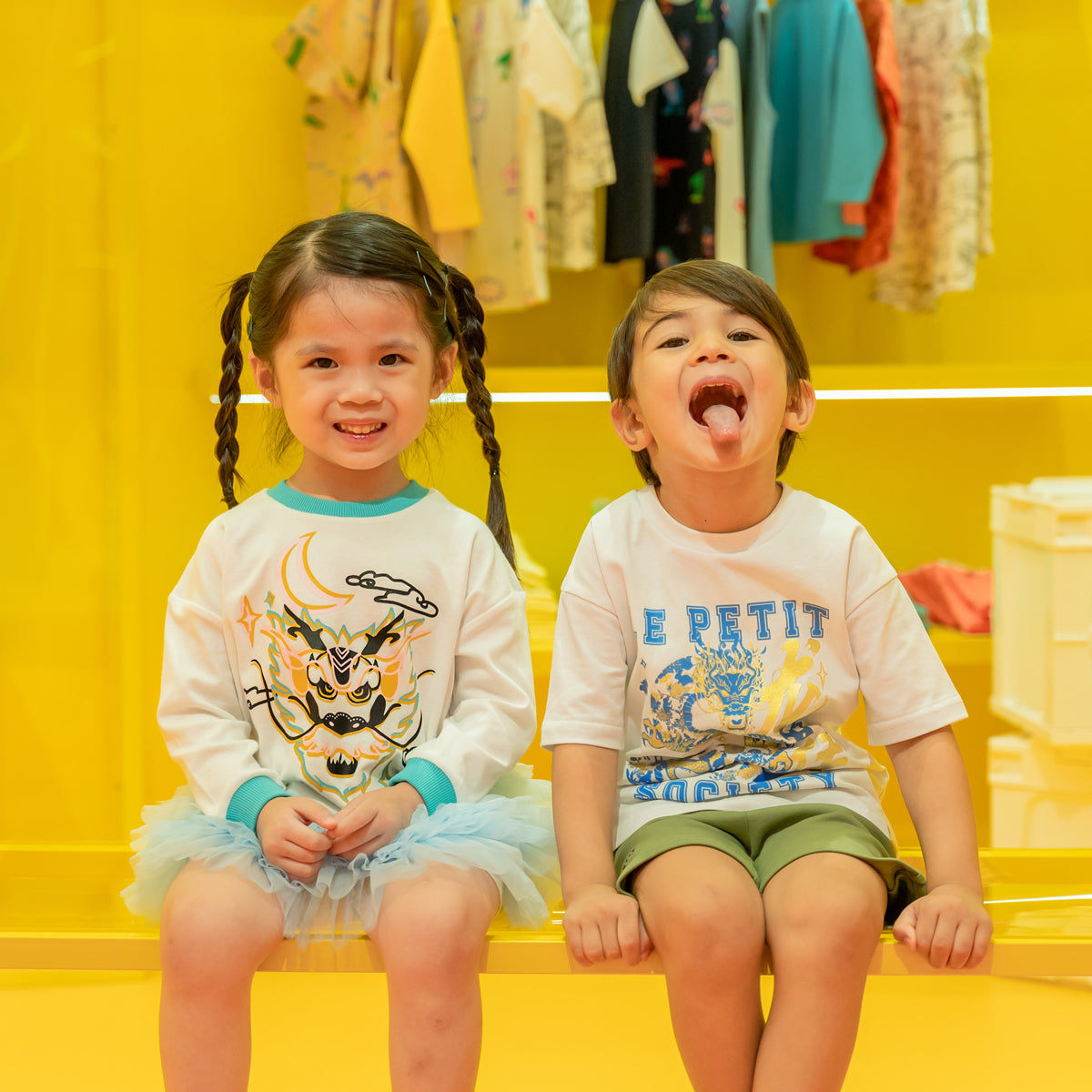 Dragon Streetwear - Kids Jersey Pullover Tee in White Dragon by Le Petit Society — image 4