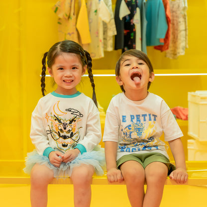 Dragon Streetwear - Kids Jersey Pullover Tee in White Dragon by Le Petit Society — image 4