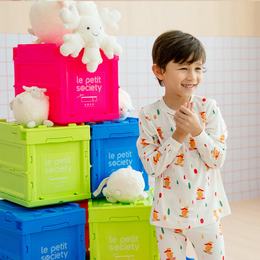 Kids Bamboo Pyjamas in Ski Bear Print by Le Petit Society