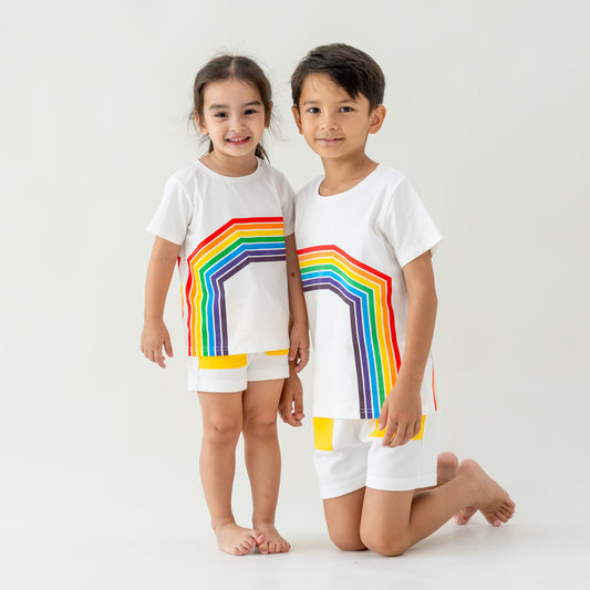 Rainbow Series - Kids Tee in White (Right Arc) by Le Petit Society