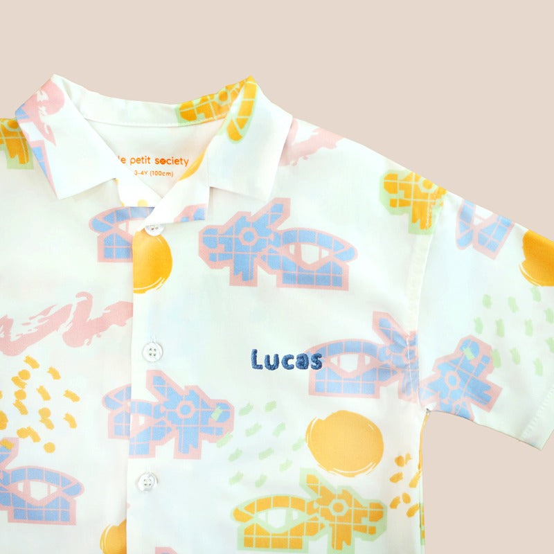 Heritage Series - Boys Shirt in Pastel Dragon Playground Print by Le Petit Society — image 3