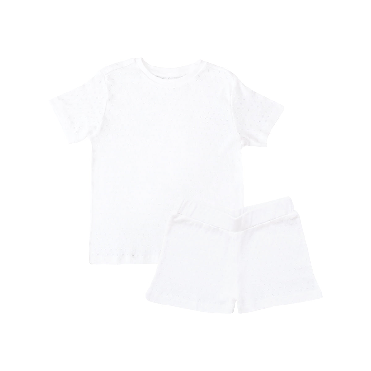 Organic Kids Short Sleeves PJ Set in White by Le Petit Society — image 3