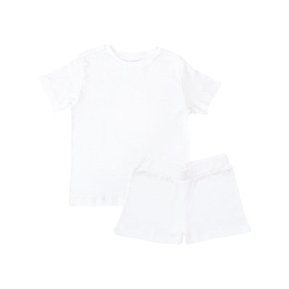 Organic Kids Short Sleeves PJ Set in White by Le Petit Society — image 3