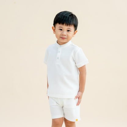 Kids Shorts in White by Le Petit Society