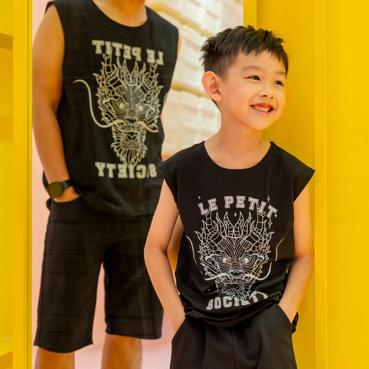 Dragon Streetwear - Kids Tank in Black Dragon by Le Petit Society — image 2