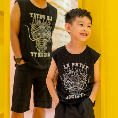 Dragon Streetwear - Kids Tank in Black Dragon by Le Petit Society — image 2