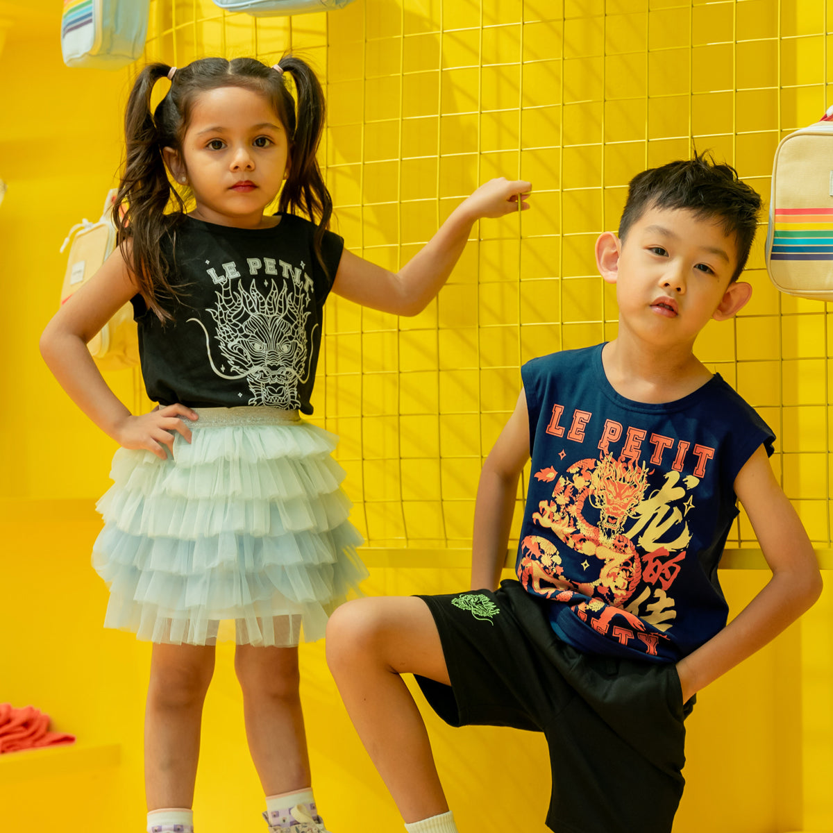 Dragon Streetwear - Kids Tank in Navy Dragon by Le Petit Society — image 3