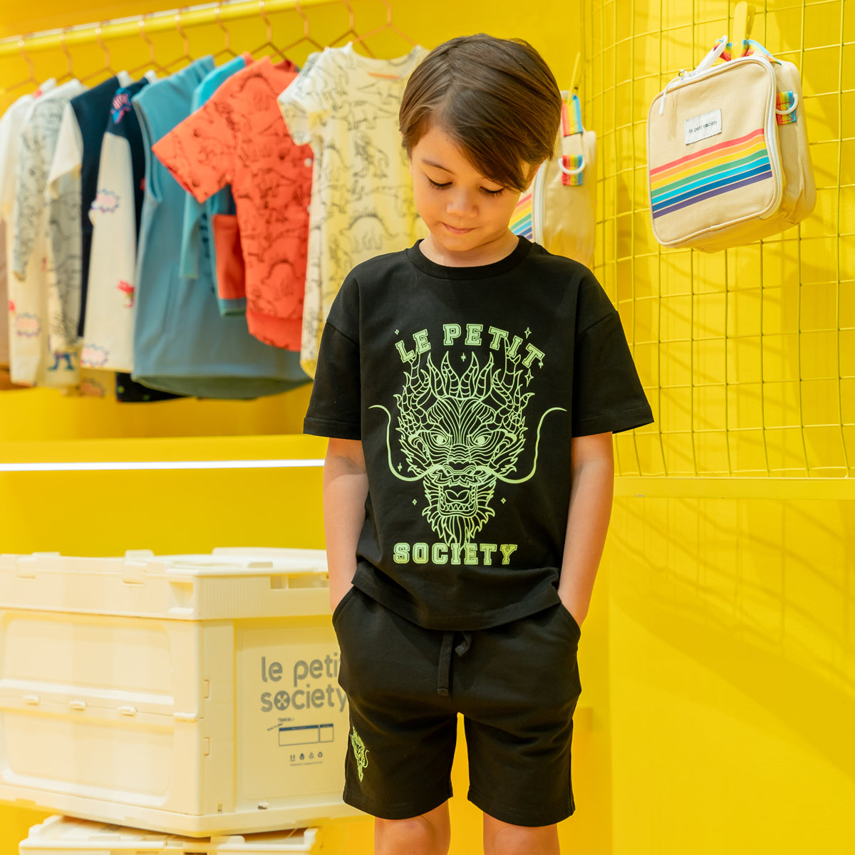 Dragon Streetwear - Kids Shorts in Black by Le Petit Society — image 5