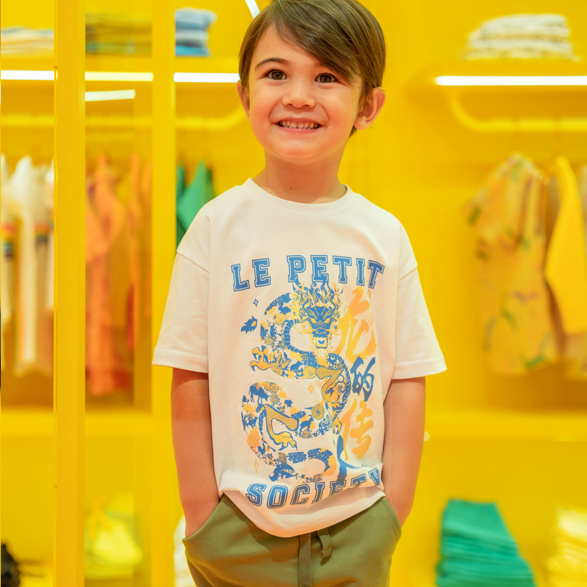 Dragon Streetwear - Kids Tee in White Dragon by Le Petit Society — image 3