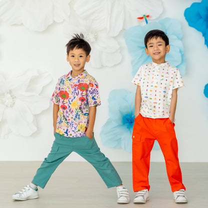 Kids Utility Pants in Green by Le Petit Society — image 2