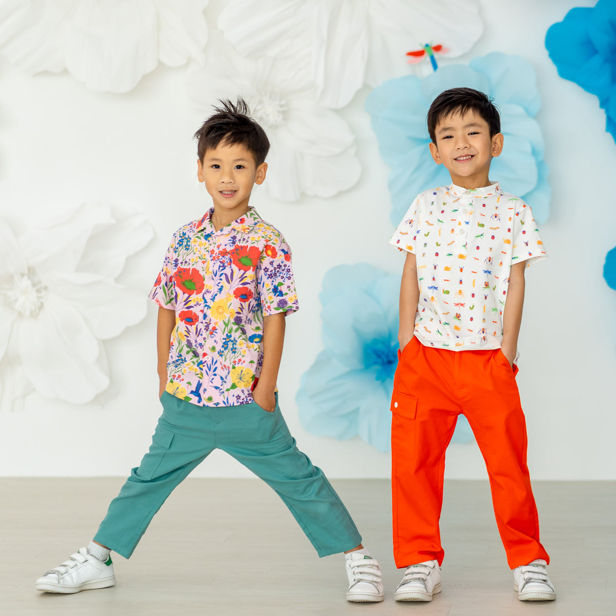 Kids Utility Pants in Orange by Le Petit Society — image 5