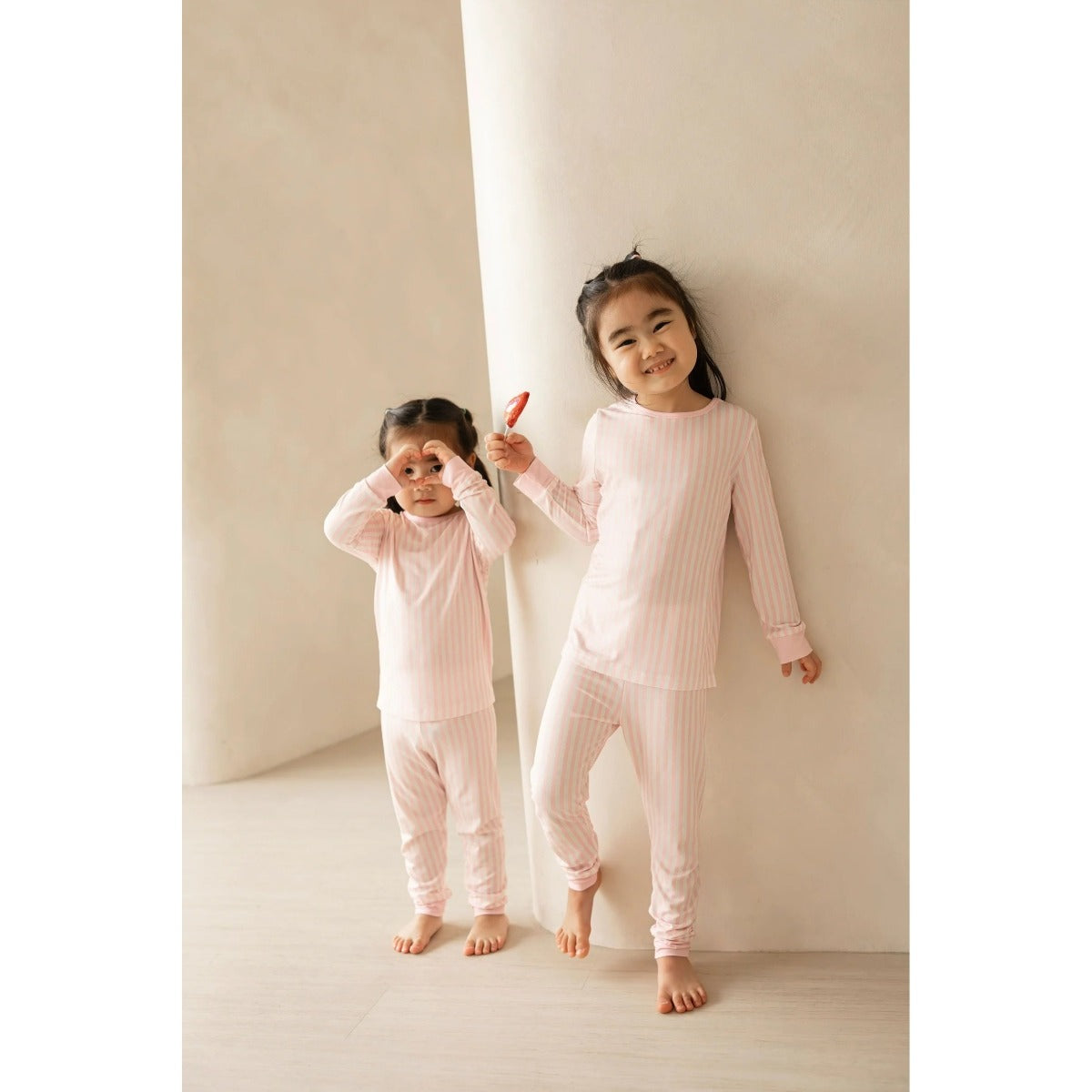 Kids Long Pyjamas Set in Pink Stripes by Selenight Co — image 6