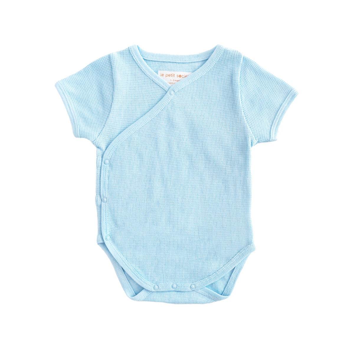 Baby Organic Kimono Romper in Blue by Le Petit Society — image 3