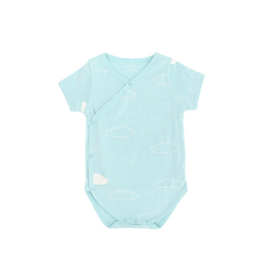 Baby Organic Kimono Romper in Cloud Print by Le Petit Society